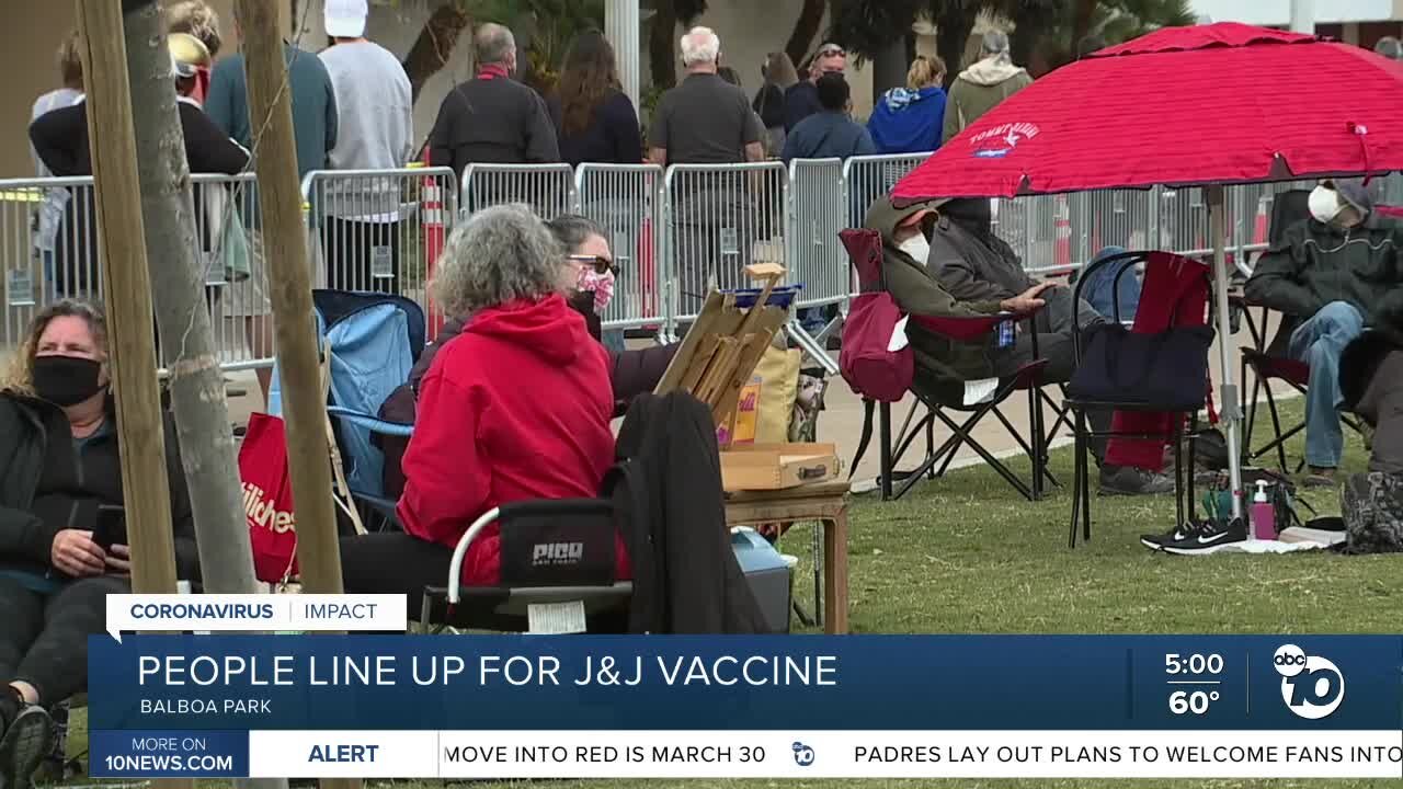 People line up for Johnson & Johnson vaccine