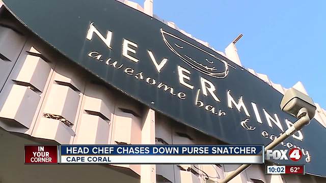 Head chef at restaurant chases after purse snatcher