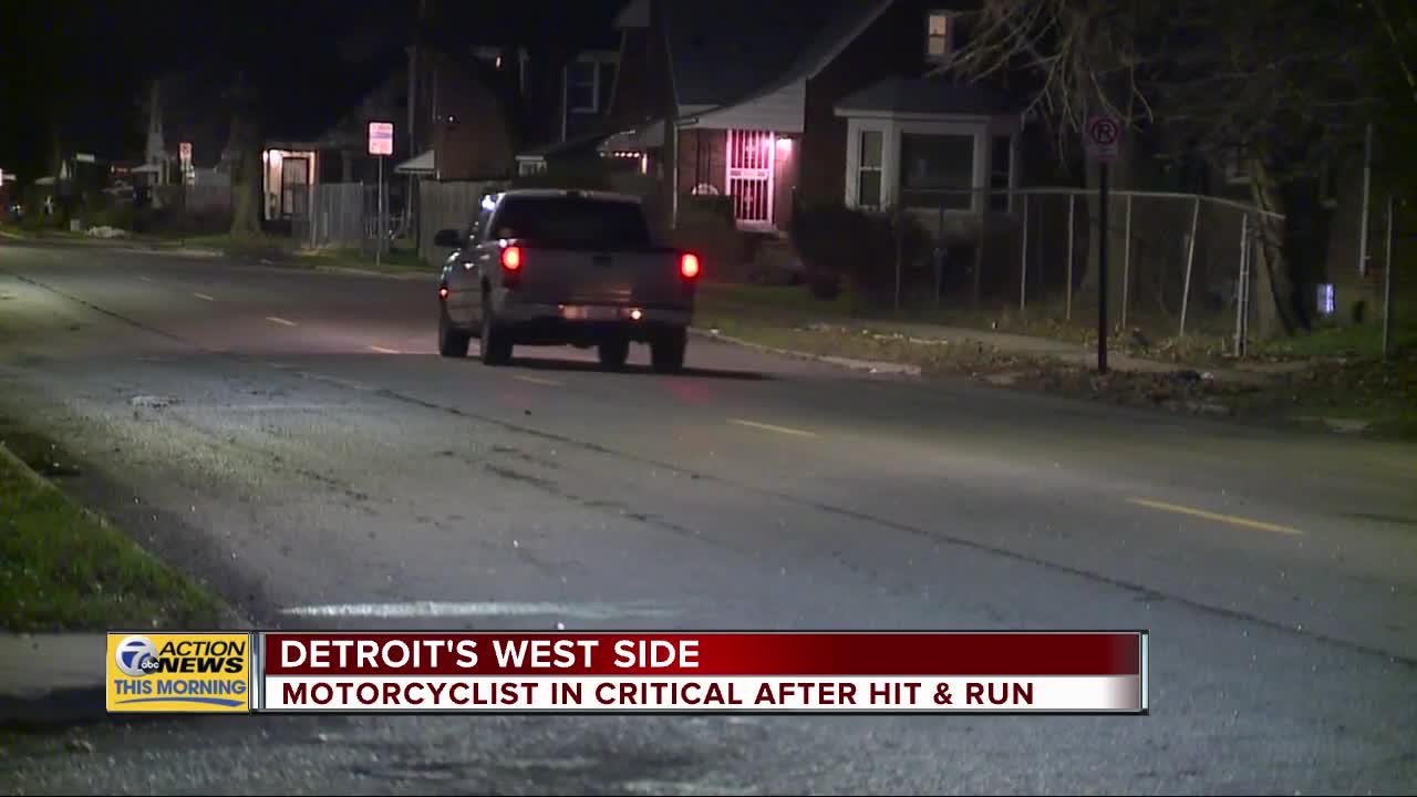 Cadillac speeds off after hitting man on motorcycle on Detroit's west side