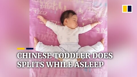 Chinese toddler does splits while asleep