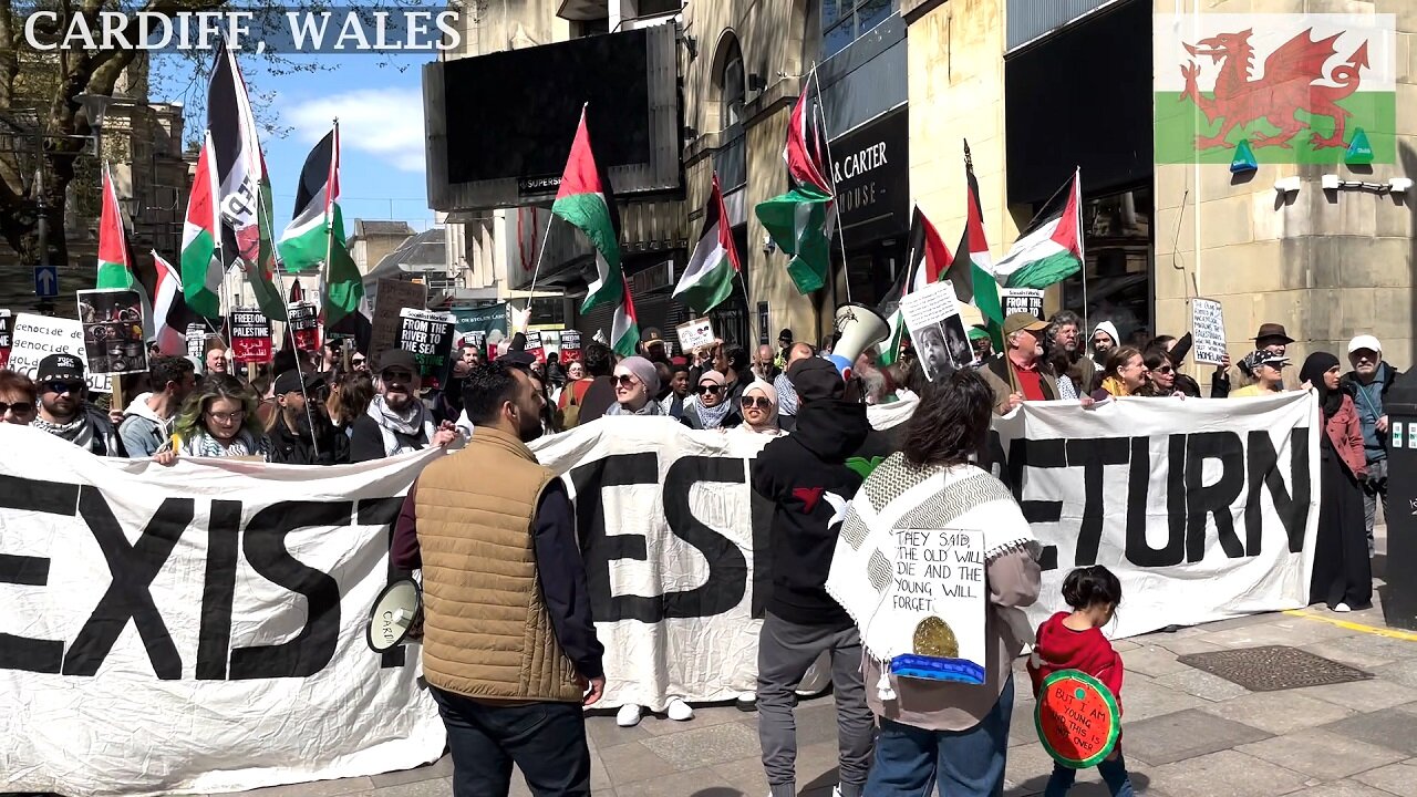 Stop Arming Israel. March for Palestine, The Hayes, Cardiff Wales