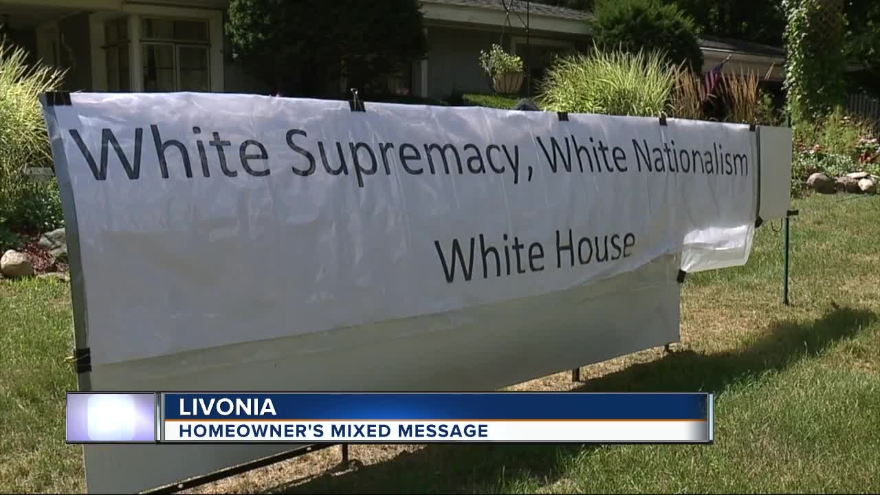 Sign referencing white supremacy causing controversy in Livonia; what the owner says it really means