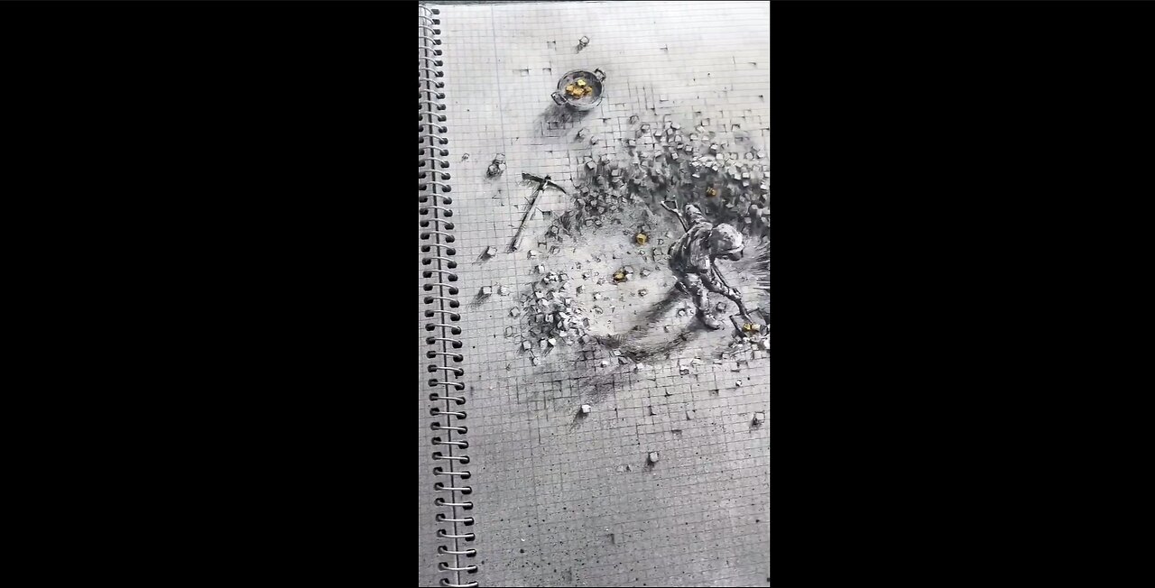 Pencil art drawn on grid / graph paper