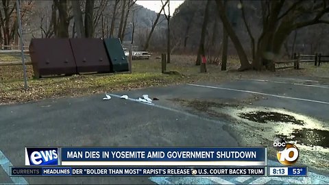 Man dies in Yosemite amid government shutdown