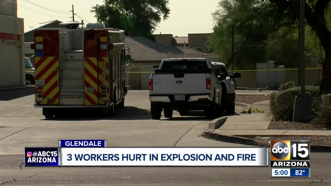 3 workers hurt in explosion and fire