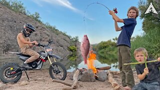 Riding Dirt Bikes to Secret Desert Fishing Hole + "Catch and Cook" Fish Fry Prank