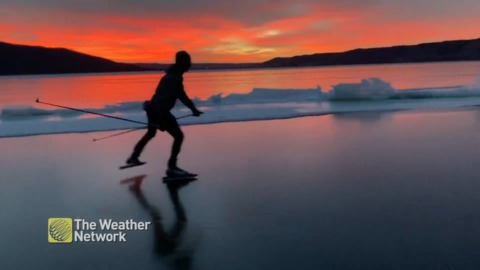 Perfectly smooth skating out on Saskatchewan lake