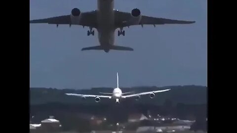 A passenger jet takes off 10 seconds before the plane behind it lands