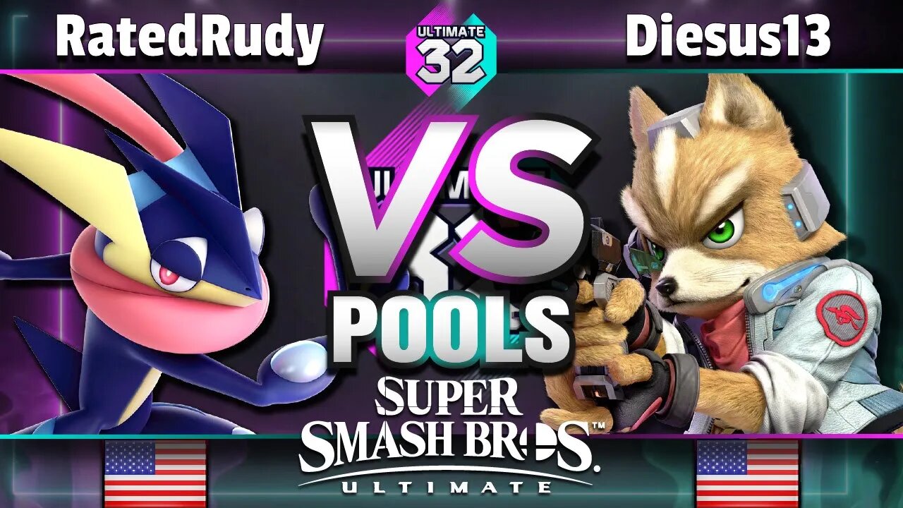 ULTIMATE 32 Pools - AnG | RatedRudy (Greninja) vs. Diesus13 (Fox) - Smash Ultimate