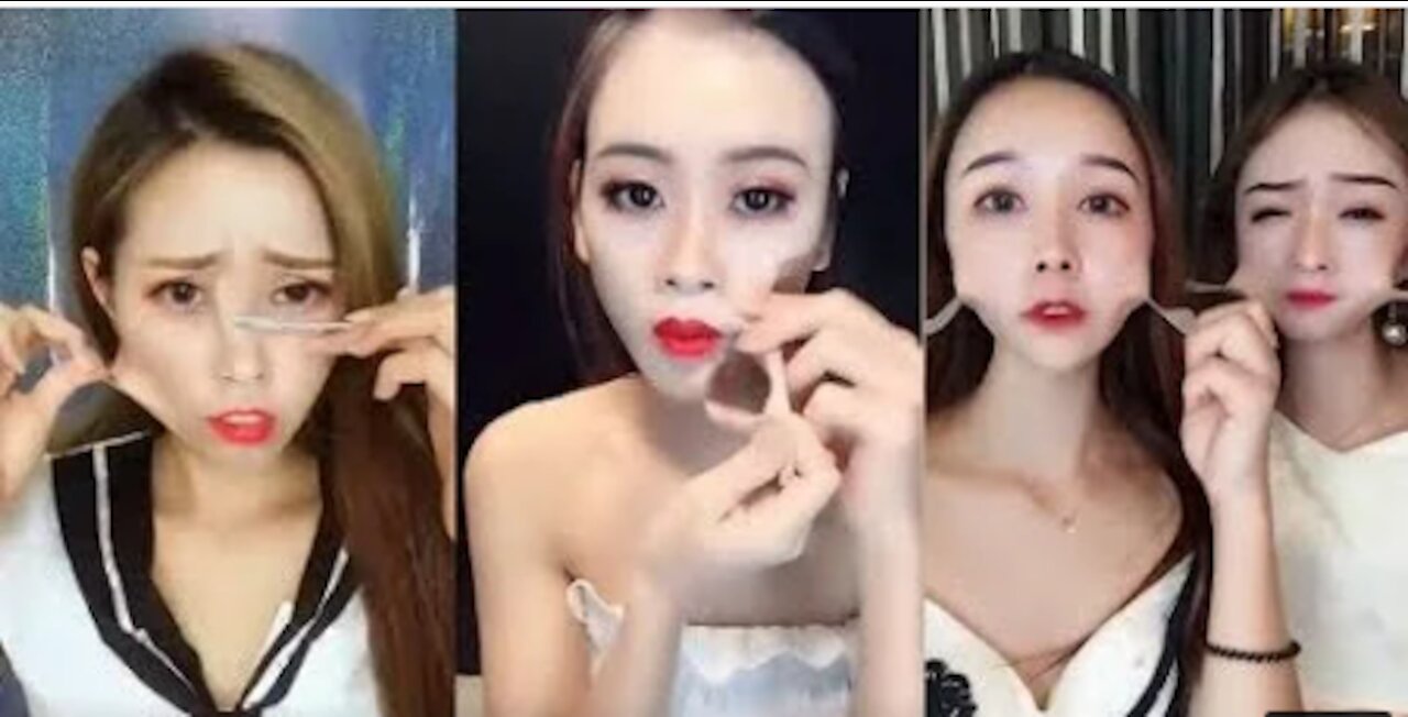 Continental woman before makeup. After look shock!