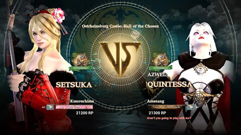 Setsuka (Kunouchima) VS Quintessa (Amesang) (SoulCalibur™ VI: Online)