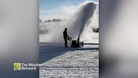 Snowblowing dude works smarter, not harder