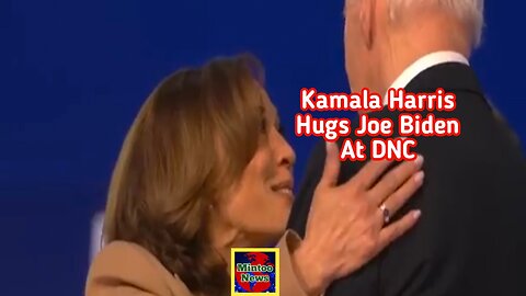 Kamala Harris hugs Joe Biden after Biden delivers DNC speech