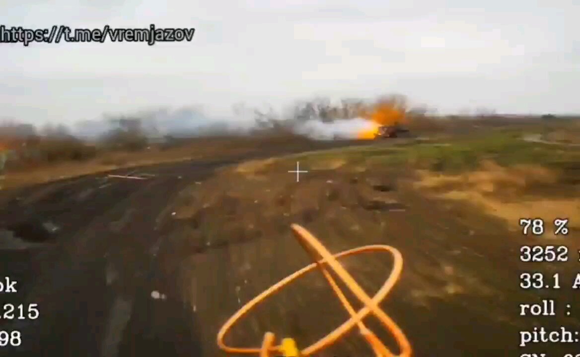 Kursk region, a Russian fiber-optic FPV drone flies straight into the American Stryker armored p.c