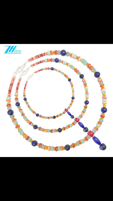 Natural turquoise spiny oyster Milky Blue Aquamarine coral Lapis lazuli jasper Kyanite