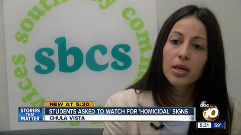 Students asked to watch for 'homicidal' signs