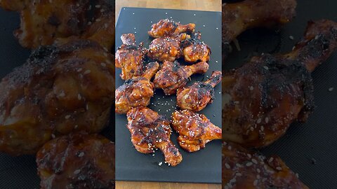 Grilled gochujang butterflied chicken drumsticks