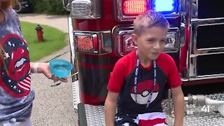 Tripp Hughes, 7, celebrates his newly found freedom from cancer on Fourth of July