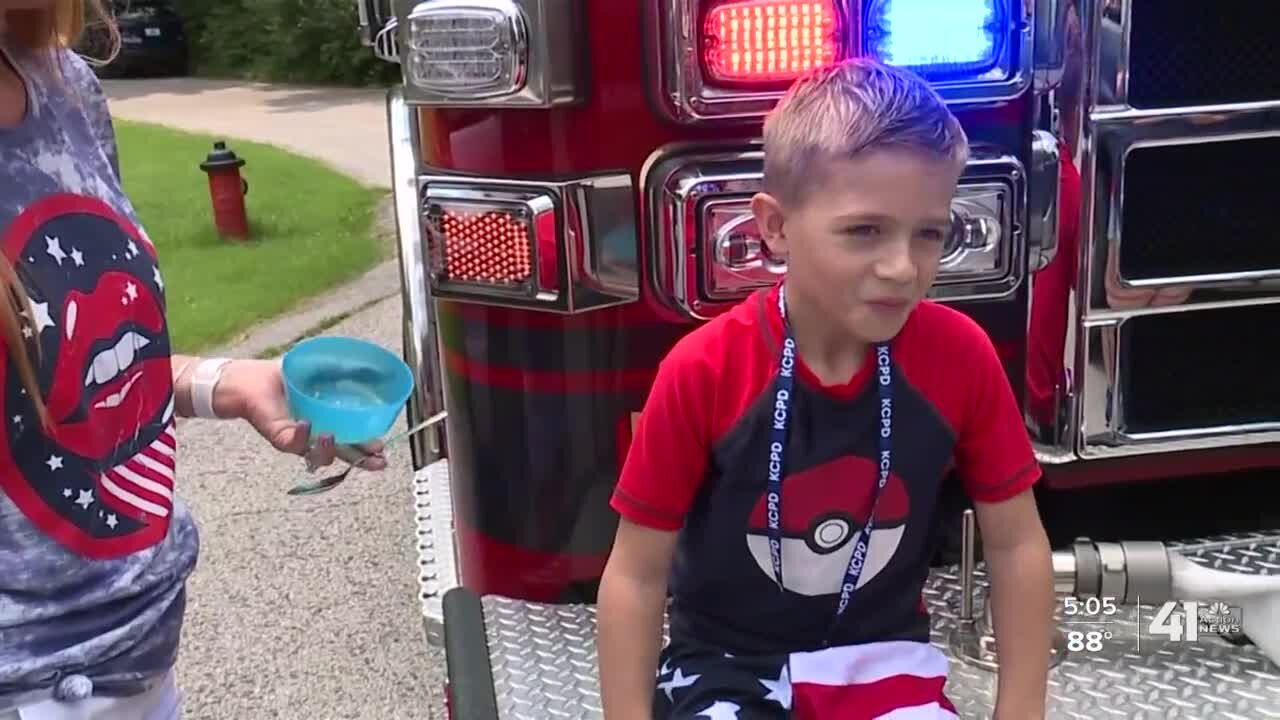Tripp Hughes, 7, celebrates his newly found freedom from cancer on Fourth of July