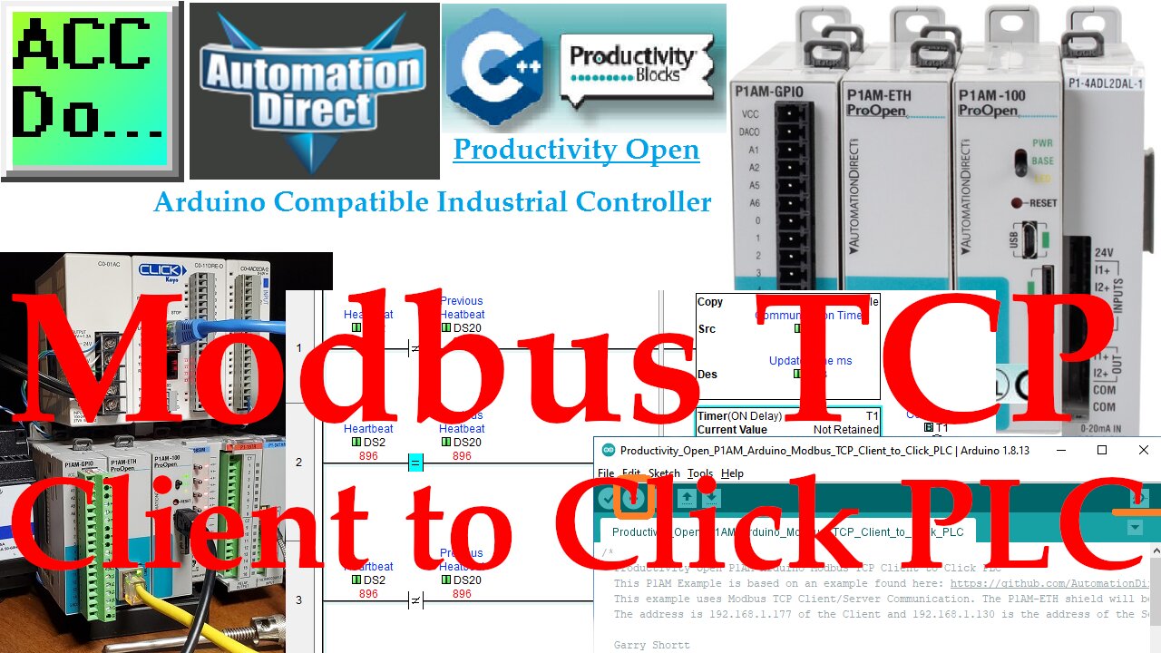 Productivity Open P1AM Arduino Modbus TCP Client to Click PLC