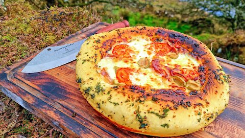 🍕Thick Crispy Cheese Pizza crust with a beautiful view of the Lake🤩. ASMR cooking. NO talk