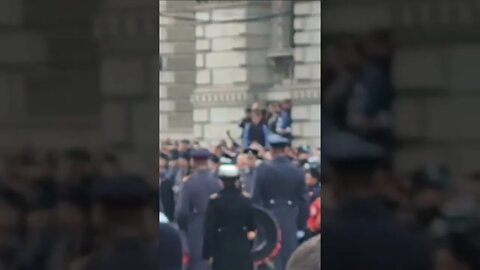 King Charles Prince William Princess Ann walk out to the cenotaph #remembrancesunday