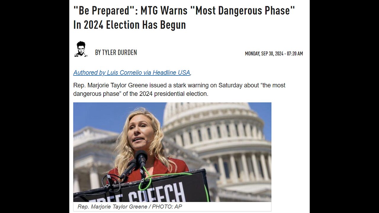 "Be Prepared": MTG Warns "Most Dangerous Phase" in 2024 Election Has Begun