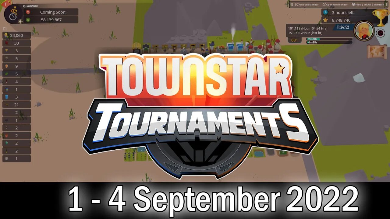 Town Star: 3 Tournaments 1 - 4 September 2022