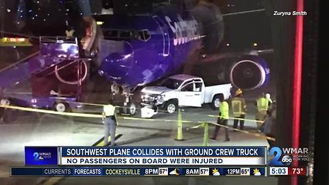 Truck crashes into Southwest Airlines plane at BWI