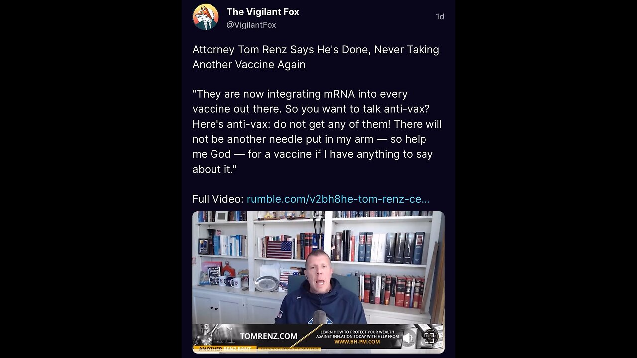 Attorney Tom Renz Says He's Done, Never Taking Another Vaccine Again - The Vigilant Fox 🦊