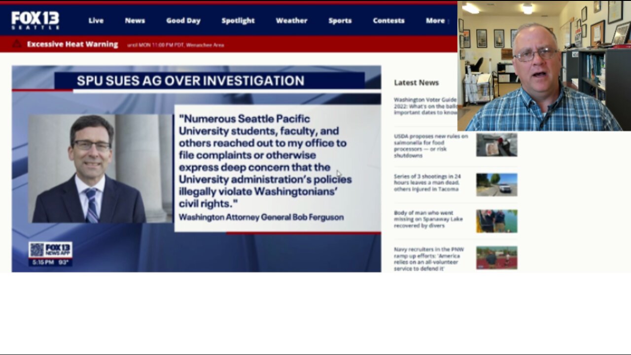 8-1-22 AG FERGUSON WOKE CULT ATTACKS CHRISTIANITY AT SPU