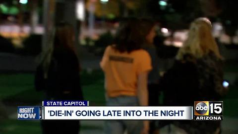 Student "die-in" at Arizona Capitol goes late into the night