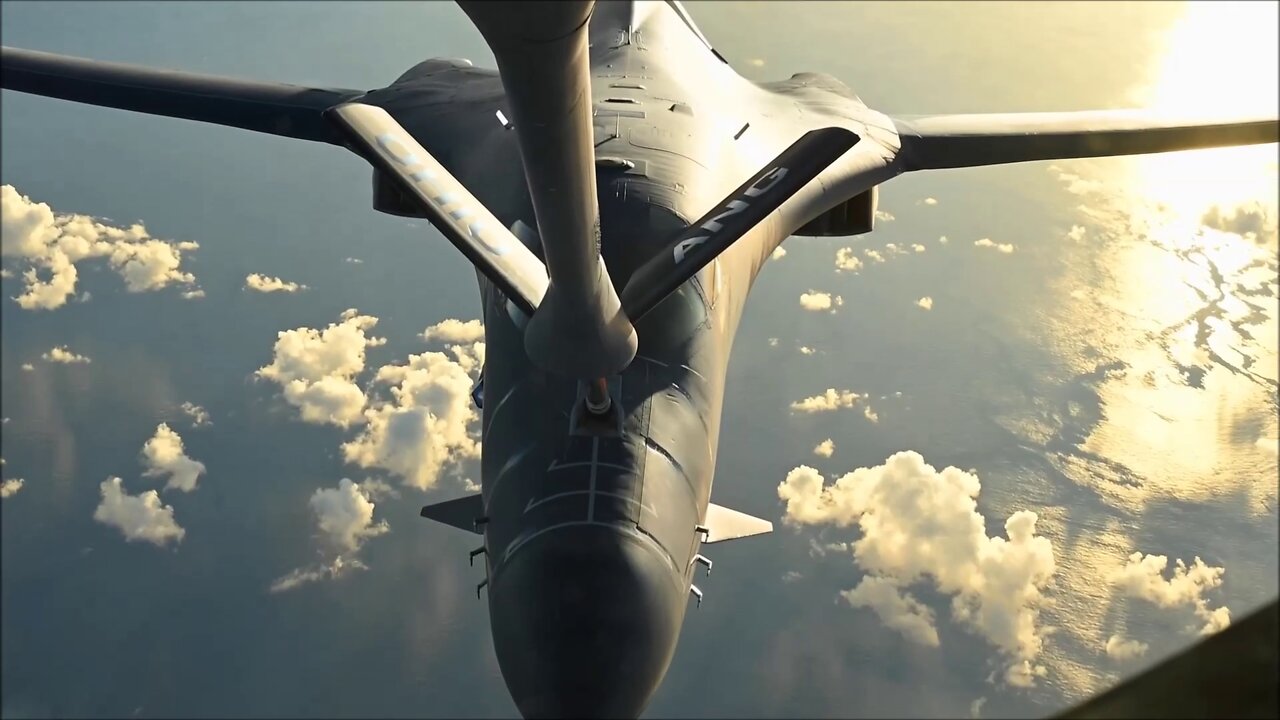 B-1B Lancer Aerial Refuel Over Pacific Ocean