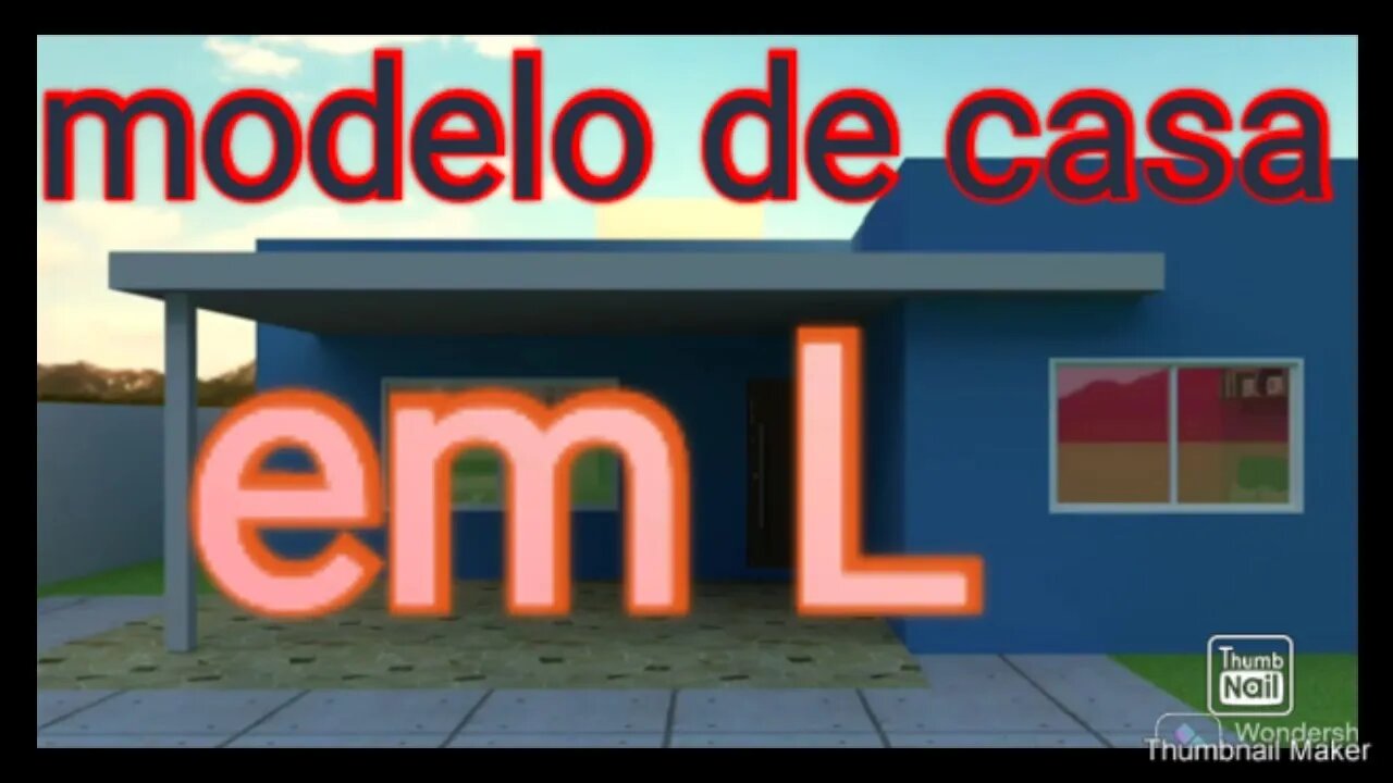 planta de casa 10x8 em L modelo 3d