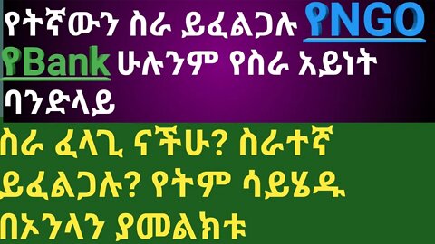 ዬት ድርጅት መቀጠር ይፈልጋሉ ባንክ የመንግስት የግል ተቋም NGO Which company would you like to hire?