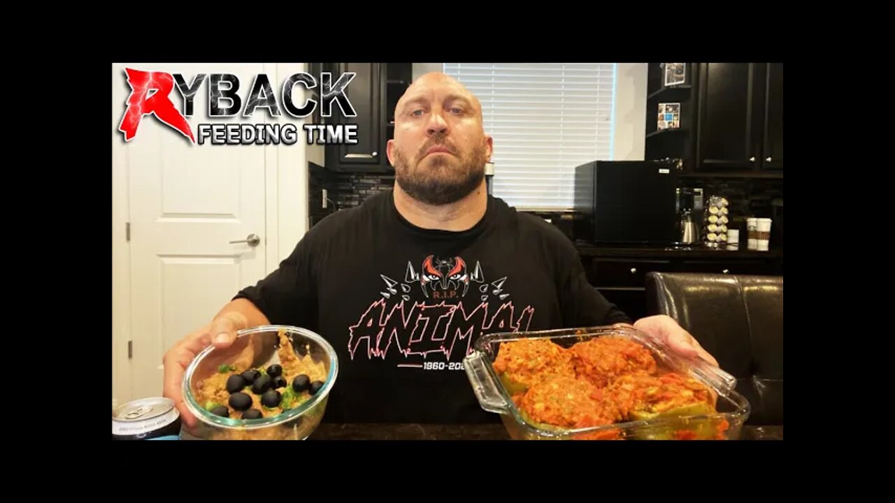 Ryback Feeding Time: High Protein Vegan Stuffed Green Bell Peppers with Homemade Beans Mukbang