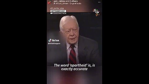 President Carter describes the apartheid in Israel, says it’s worse than it was in South Africa.