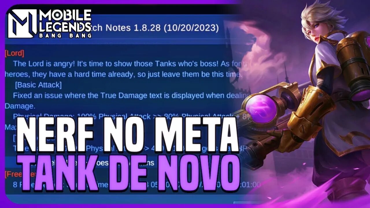 MAIS UM NERF NO META TANK QUE NÃO VAI FUNCIONAR... E MAIS | PATCH NOTES SA | MLBB