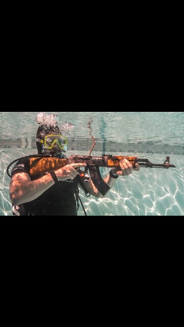 Firing an AK47 Underwater - #shorts slowmo
