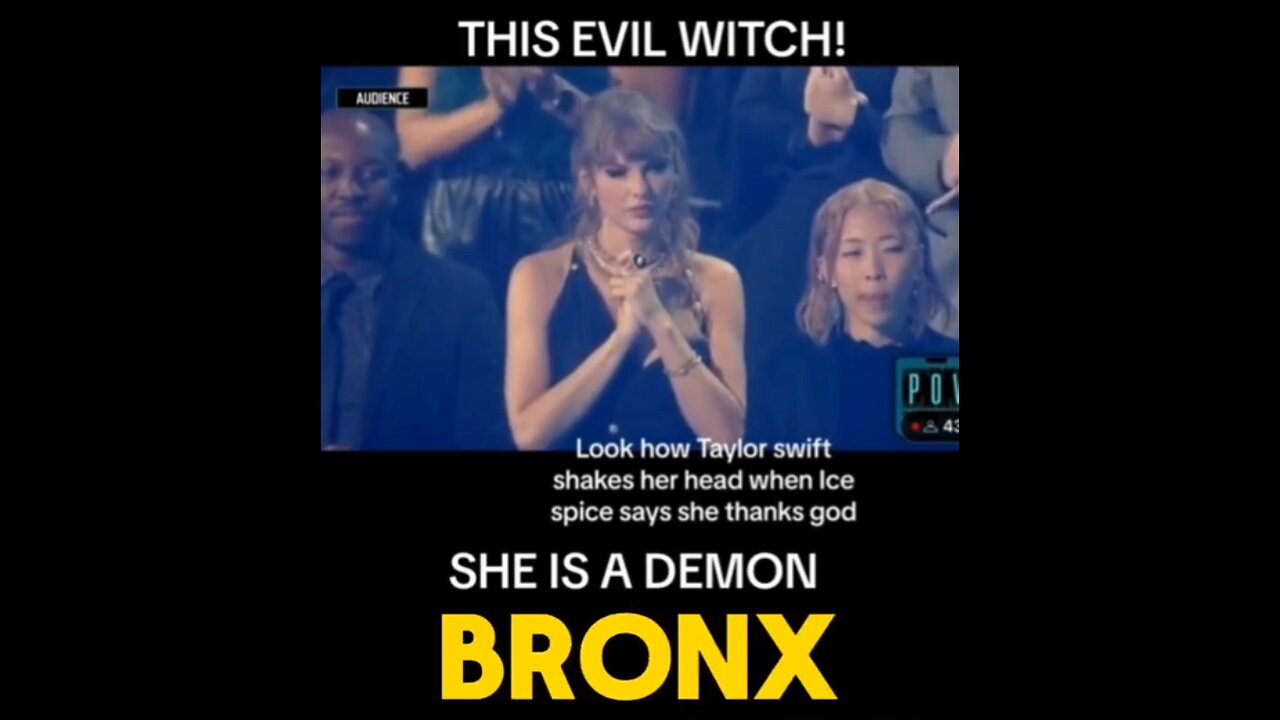 Evil witch Taylor Swift reacts negatively when Ice Spice thanks God