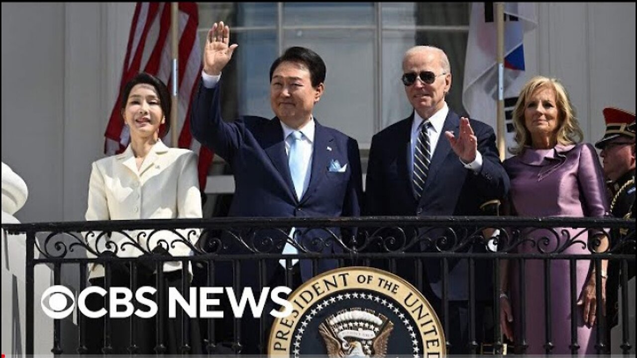 Bidens welcome South Korean President Yoon, wife to White House for state visit | full video