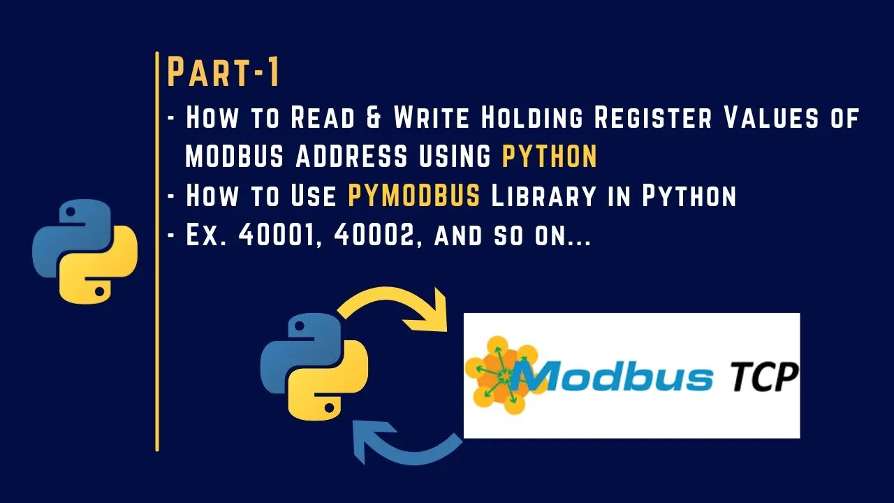 001 | Read & Write Holding Register of Modbus TCP Device Using Python | Pymodbus |