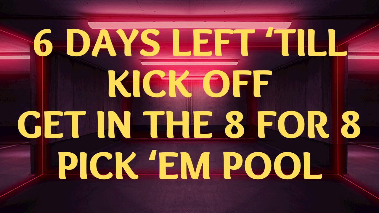 Only 6 days left until the NFL kick off. Join our pool. $100 one time entry fee.