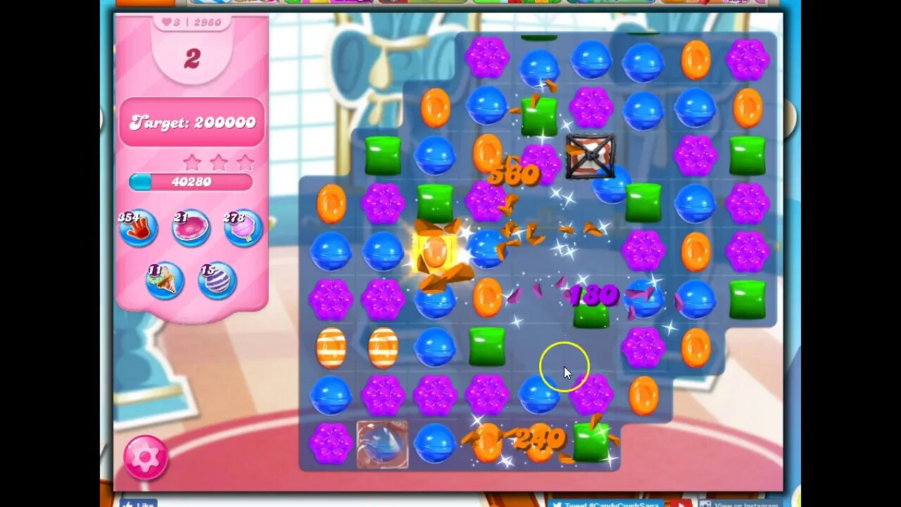 Candy Crush Level 2980 Talkthrough, 15 Moves 0 Boosters