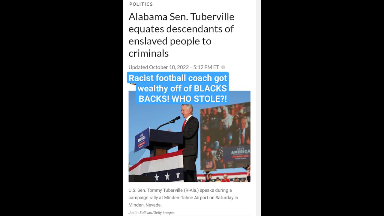 Trump Campaigner Coach Tommy Tuberville Is Linked to EXTERMINATIONIST POLICIES 👇👇👇