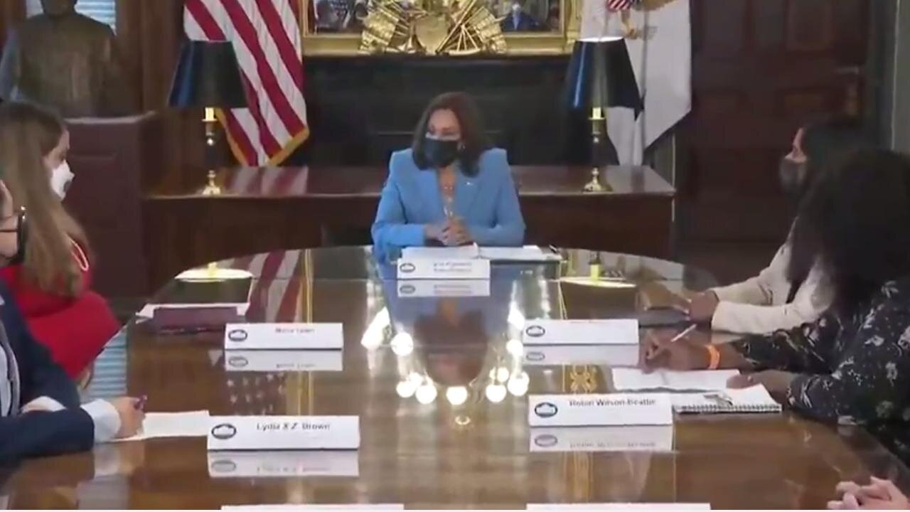 Throwback: "I am Kamala Harris, my pronouns are she & her, & I am a woman sitting at the table wearing a blue suit." (2022)