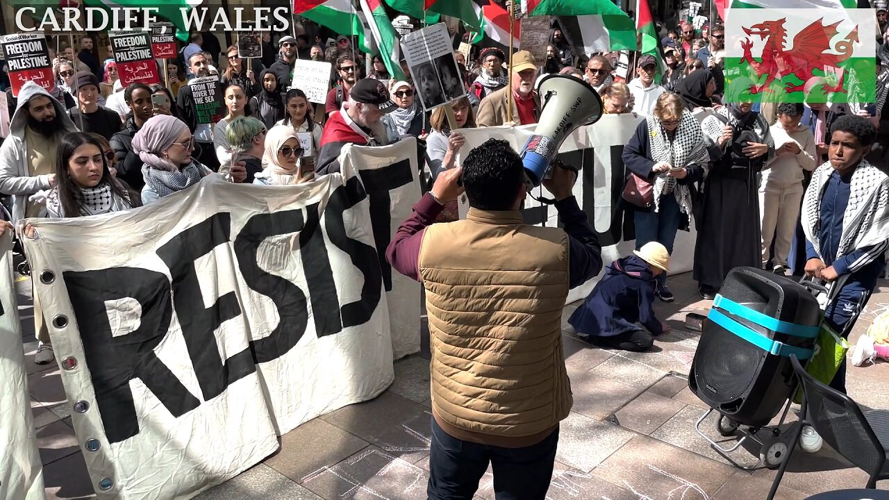 Stop Arming Israel. March for Palestine, Starbucks, Cardiff Wales