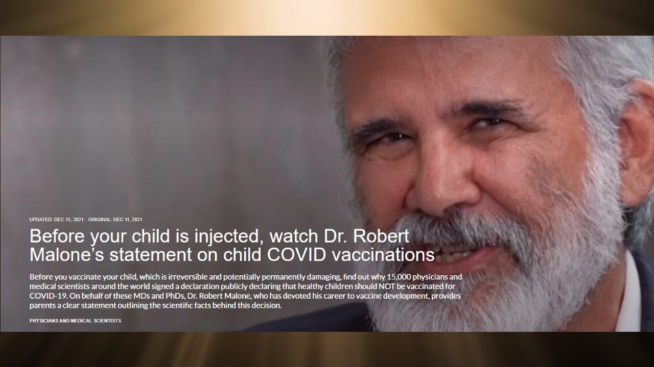 Dr. Robert Malone’s statement on child COVID vaccinations