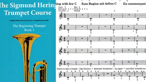 🎺 [MÉTODO DE TROMPETE] Livro 1 do método de Sigmund Hering (1 a 6) com batida de bateria a 60 BPM