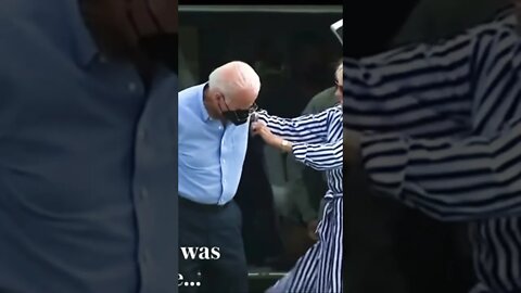 Biden needs help getting jacket on & drops his aviators 😎 #shorts